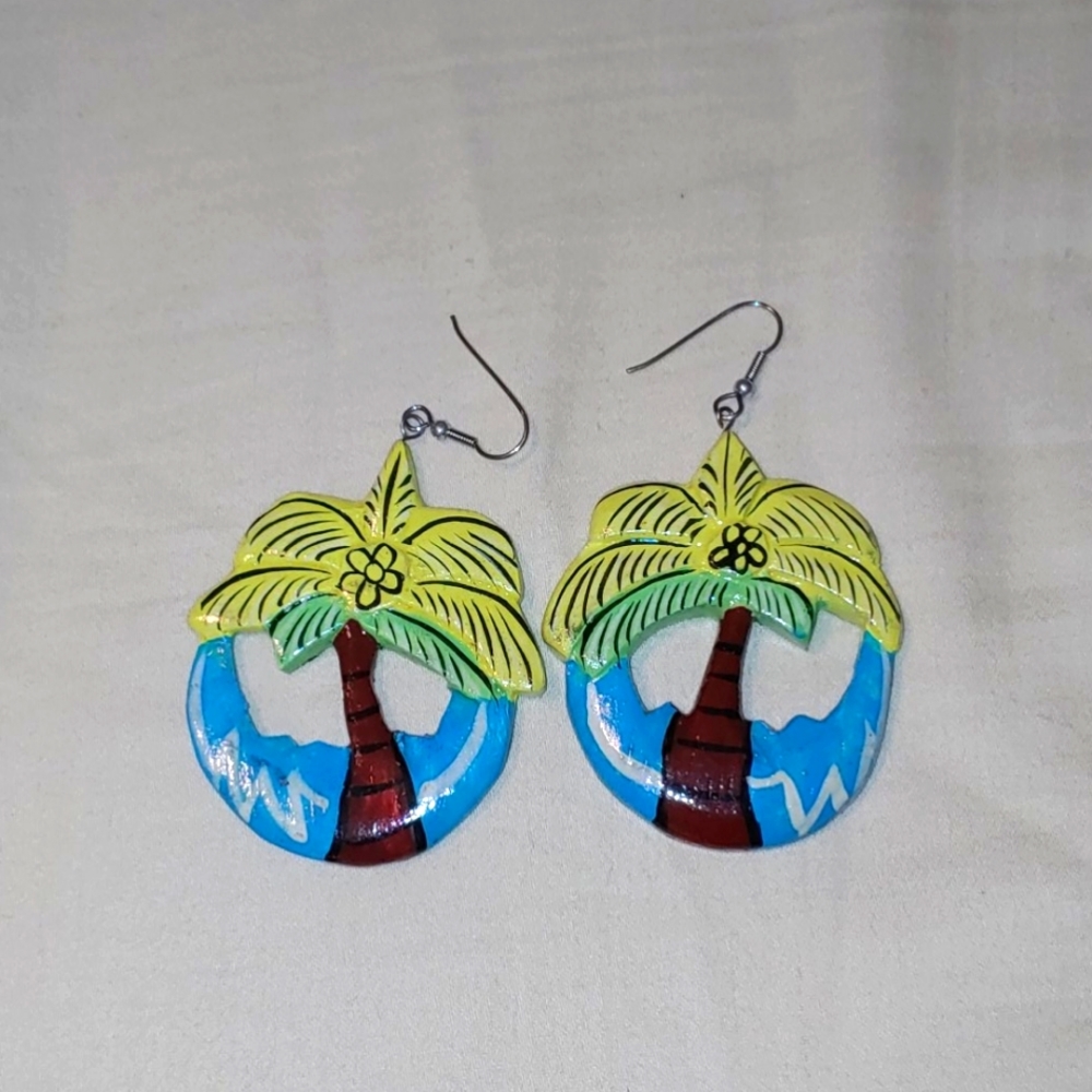 Painted Wood Earrings
